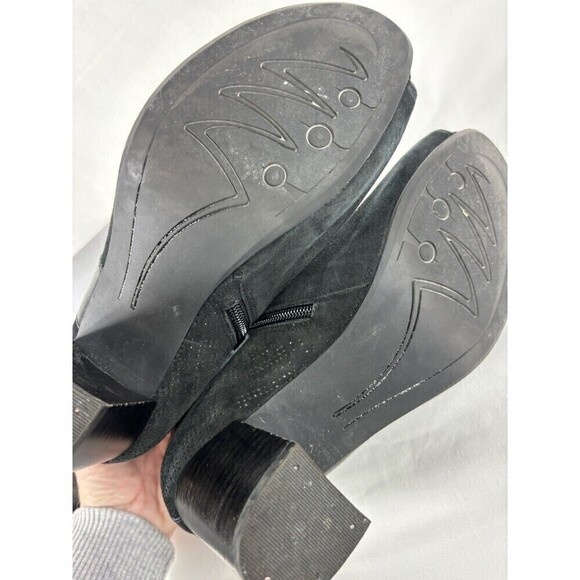Earthies Santo Peeptoe Booties Boots Black Suede 8.5 B Ankle Zip Arch Support - Picture 7 of 12